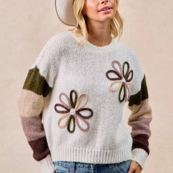 BiBi Flower Color Block Sweater - Picture 6 of 11